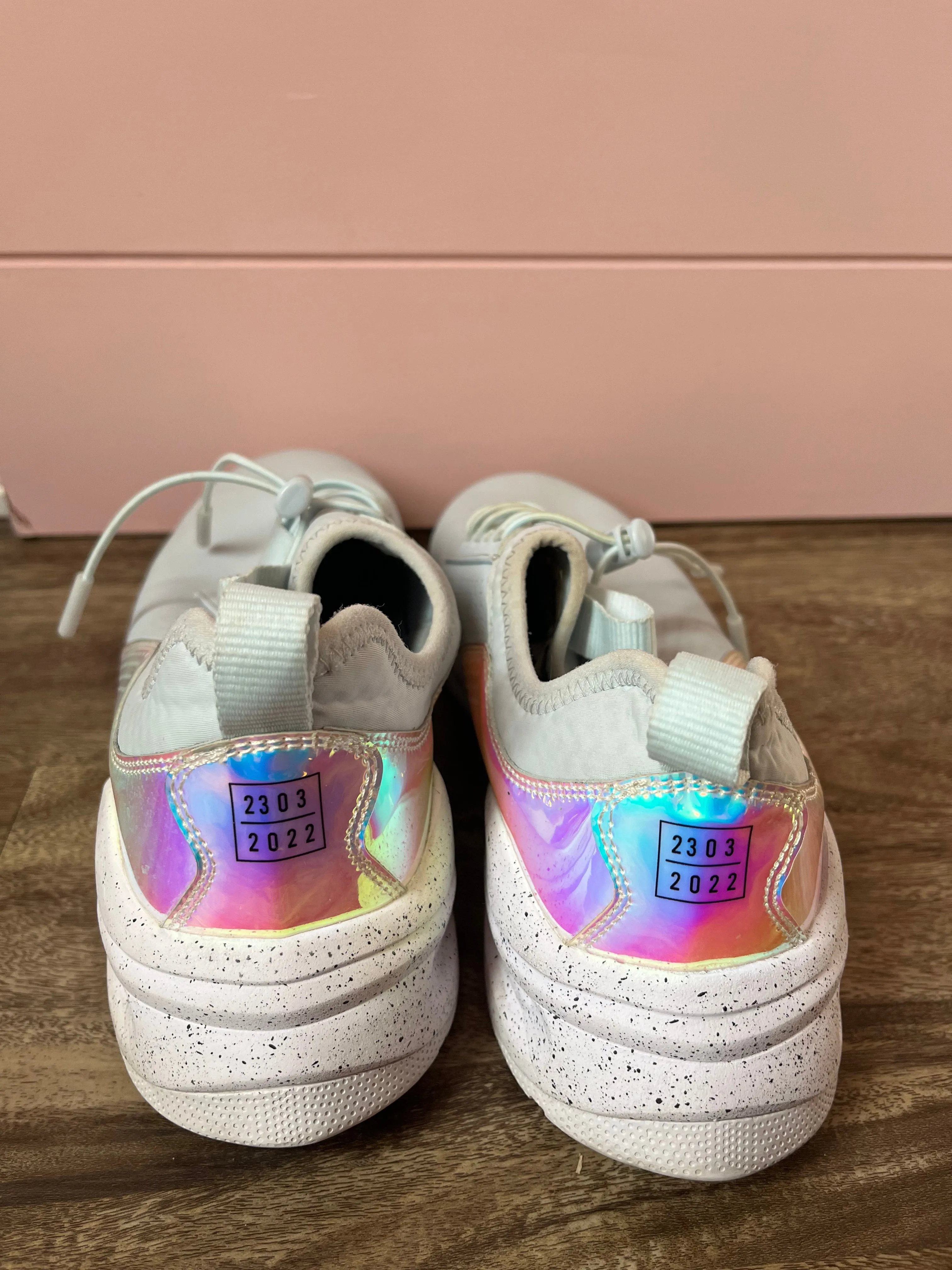 7.5 Clove Light Blue Holographic Limited Edition Nursing Tennis Shoe Sneaker