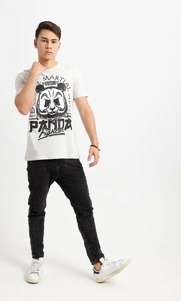 95519 Printed Panda Pale Grey Slip On Summer Tee