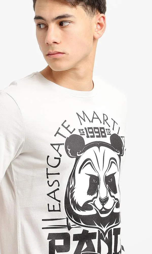 95519 Printed Panda Pale Grey Slip On Summer Tee