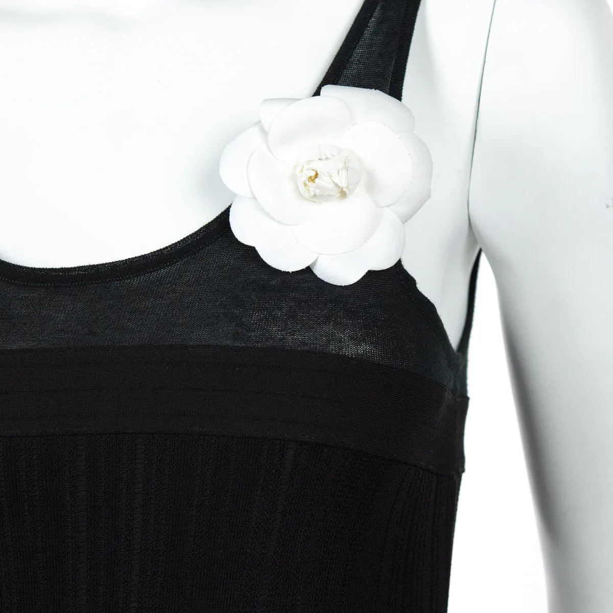 Chanel Black Camellia Sleeveless Dress Size S | FR 38