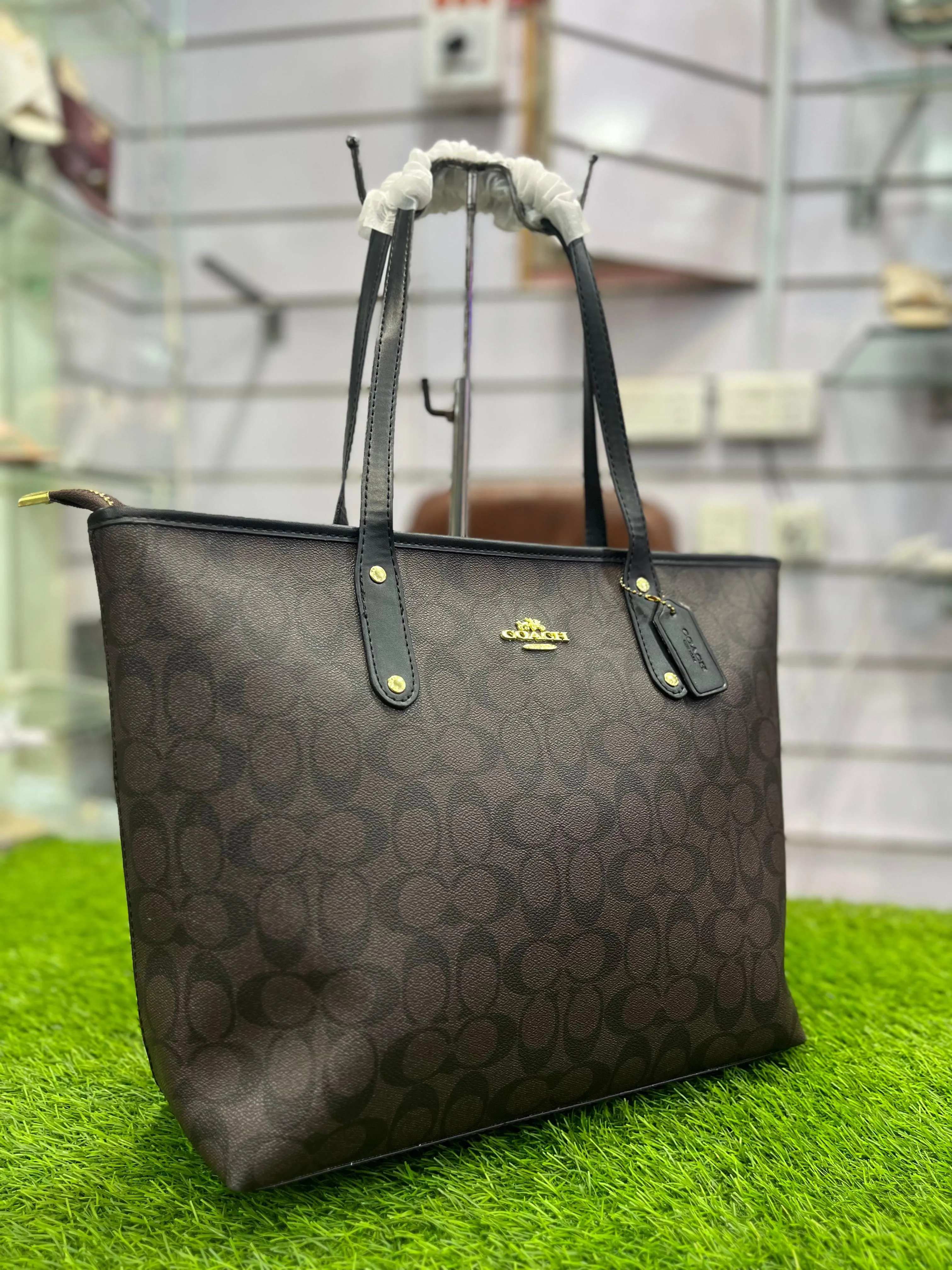 COMBO DEAL OF COACH ZIP TOTE BAG AND COACH FLAT PUMPS - COFFEE