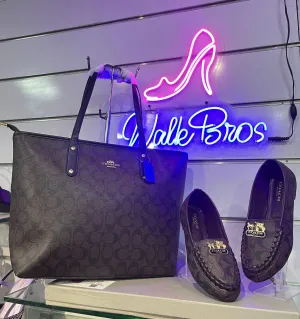 COMBO DEAL OF COACH ZIP TOTE BAG AND COACH FLAT PUMPS - COFFEE
