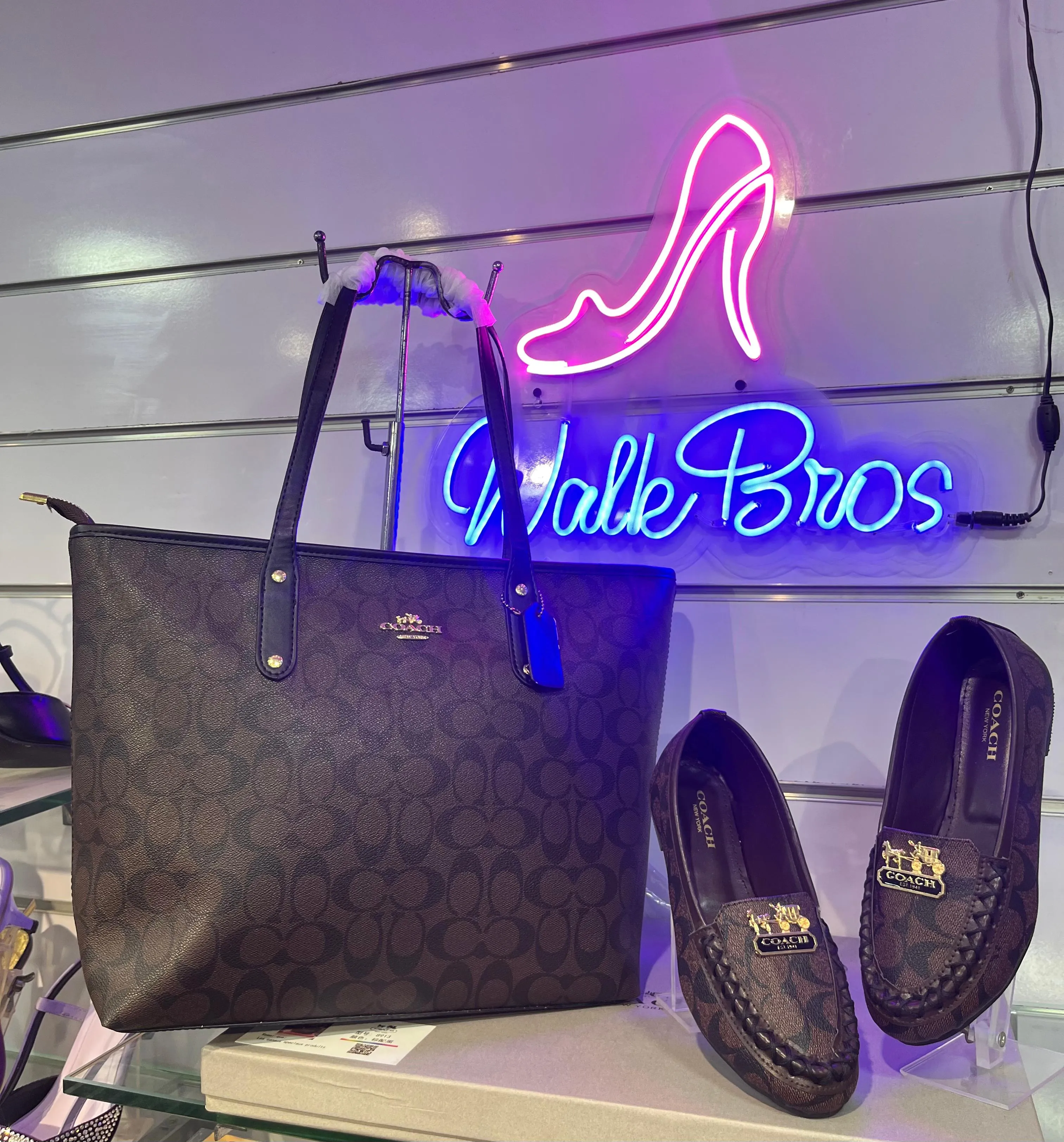 COMBO DEAL OF COACH ZIP TOTE BAG AND COACH FLAT PUMPS - COFFEE
