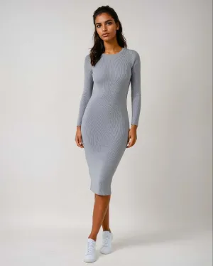 FIONA | Long Sleeve Crew-Neck Rib Dress