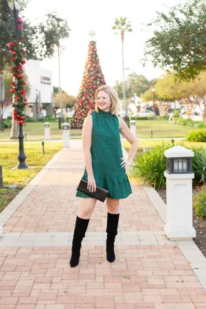 Green Sleeveless Textured Dress