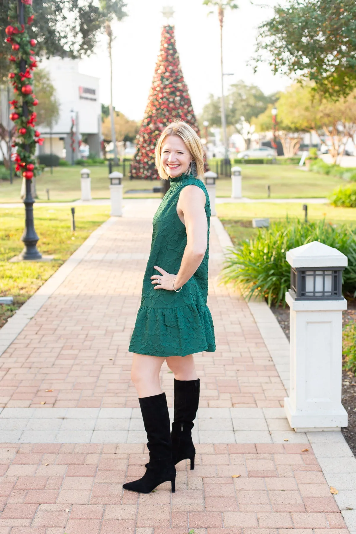 Green Sleeveless Textured Dress