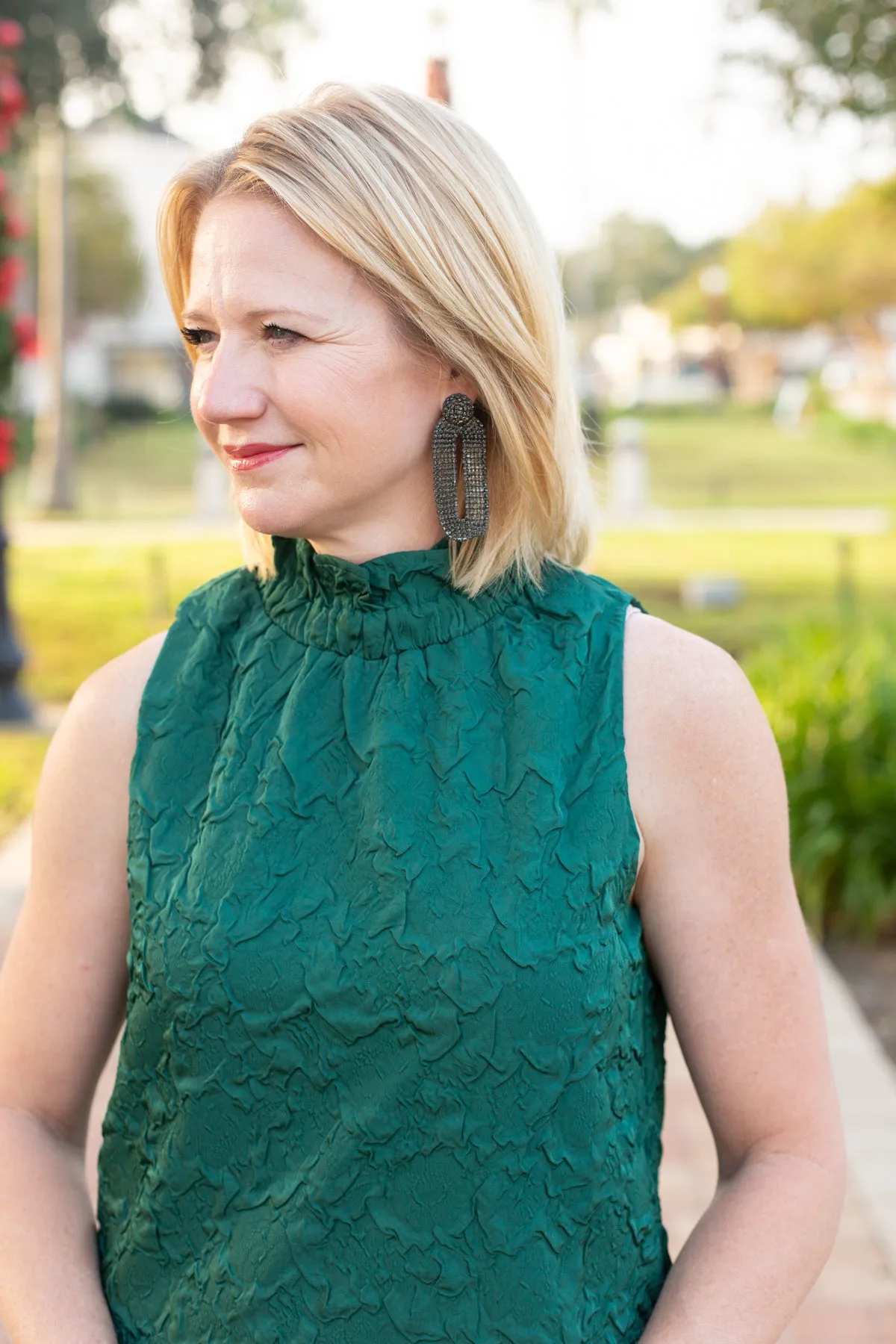 Green Sleeveless Textured Dress