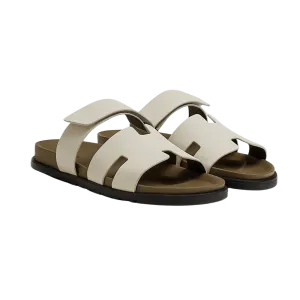 Hermes Chypre Sandal "Beige Glaise Vert Toundra Grained Leather"