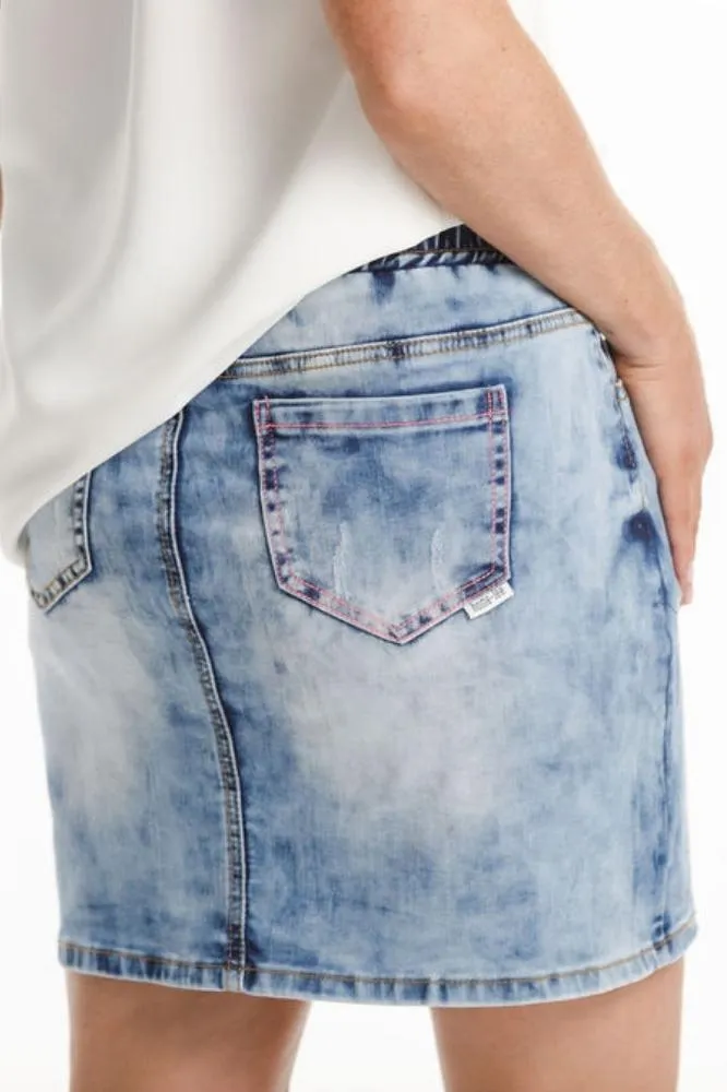 Homelee Denim Mini Skirt Snow Wash