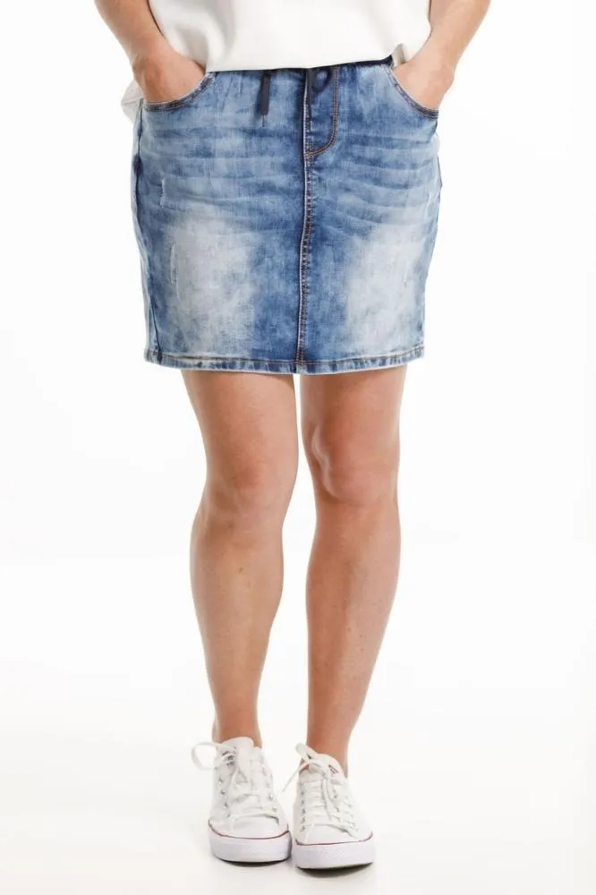 Homelee Denim Mini Skirt Snow Wash