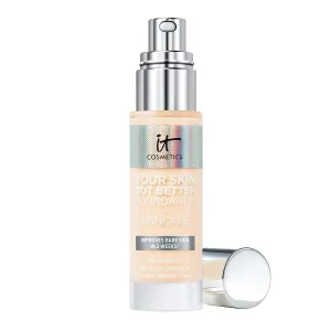 IT Cosmetics Your Skin But Better Foundation   Skincare, Fair Warm 10 - Hydrating Coverage - Minimizes Pores & Imperfections, Natural Radiant Finish - With Hyaluronic Acid - 1.0 fl oz