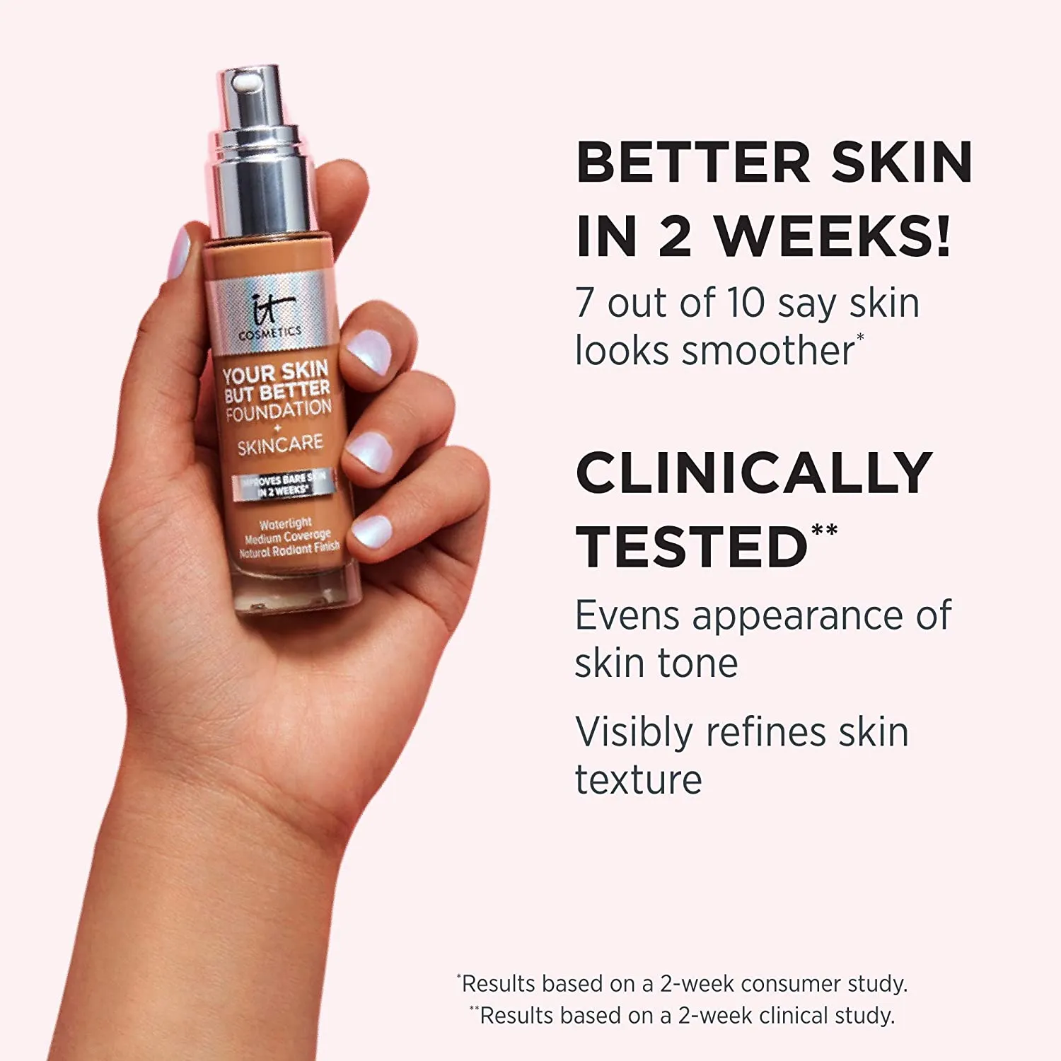 IT Cosmetics Your Skin But Better Foundation   Skincare, Fair Warm 10 - Hydrating Coverage - Minimizes Pores & Imperfections, Natural Radiant Finish - With Hyaluronic Acid - 1.0 fl oz