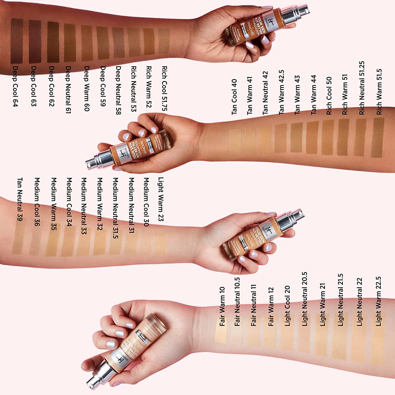 IT Cosmetics Your Skin But Better Foundation   Skincare, Fair Warm 10 - Hydrating Coverage - Minimizes Pores & Imperfections, Natural Radiant Finish - With Hyaluronic Acid - 1.0 fl oz