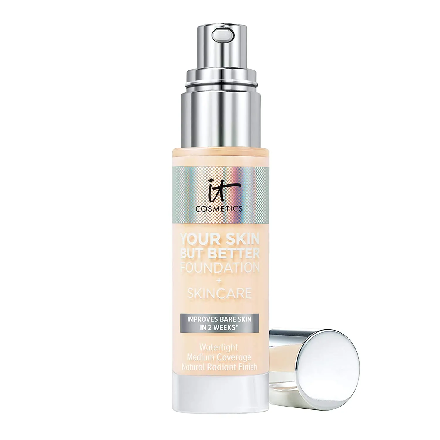 IT Cosmetics Your Skin But Better Foundation   Skincare, Fair Warm 10 - Hydrating Coverage - Minimizes Pores & Imperfections, Natural Radiant Finish - With Hyaluronic Acid - 1.0 fl oz