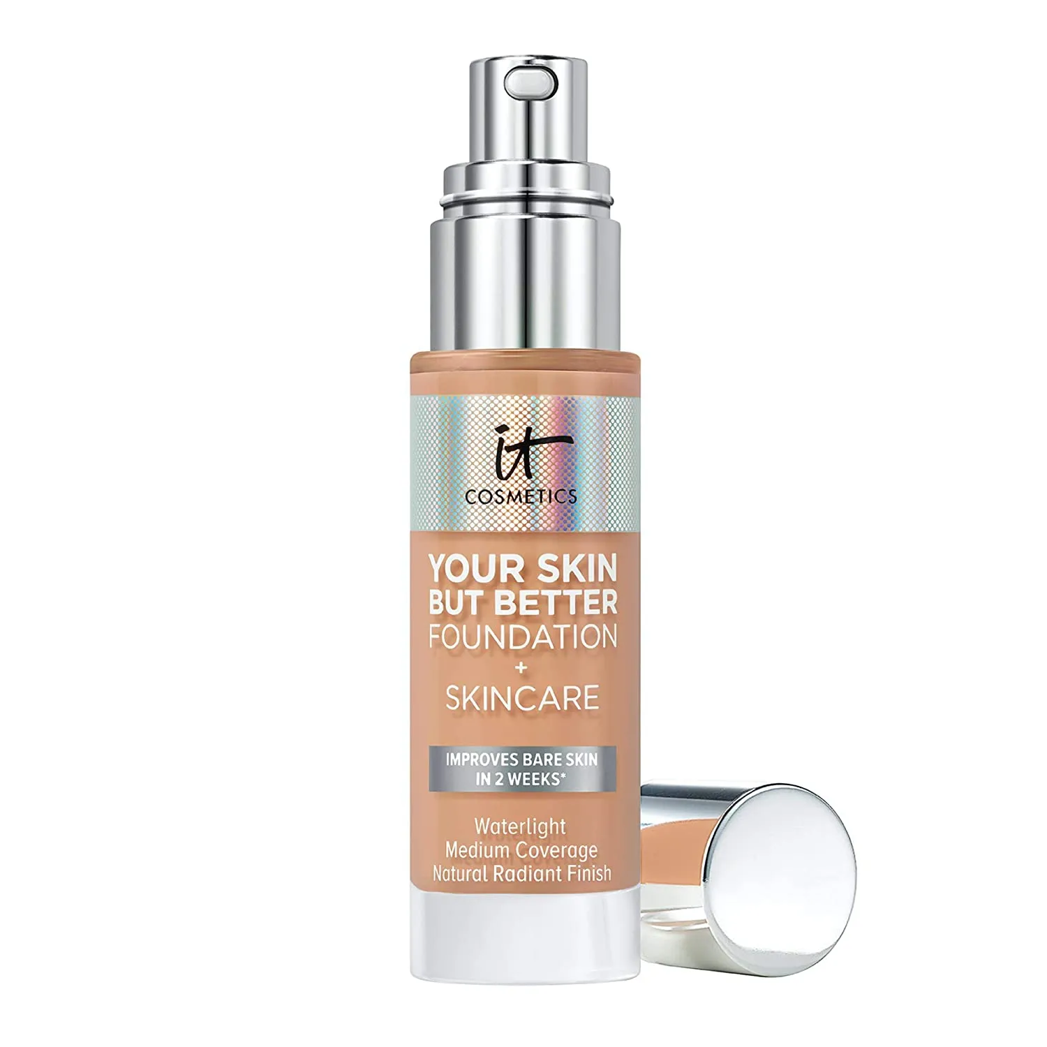 IT Cosmetics Your Skin But Better Foundation   Skincare, Medium Cool 34 - Hydrating Coverage - Minimizes Pores & Imperfections, Natural Radiant Finish - With Hyaluronic Acid - 1.0 fl oz