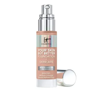 IT Cosmetics Your Skin But Better Foundation   Skincare, Medium Cool 36 - Hydrating Coverage - Minimizes Pores & Imperfections, Natural Radiant Finish - With Hyaluronic Acid - 1.0 fl oz