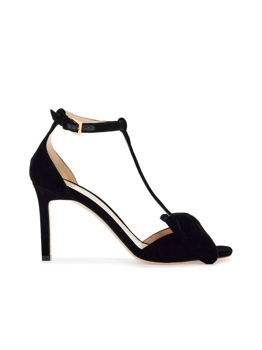 Medium Heeled Viscose Sandals With Golden Buckle
