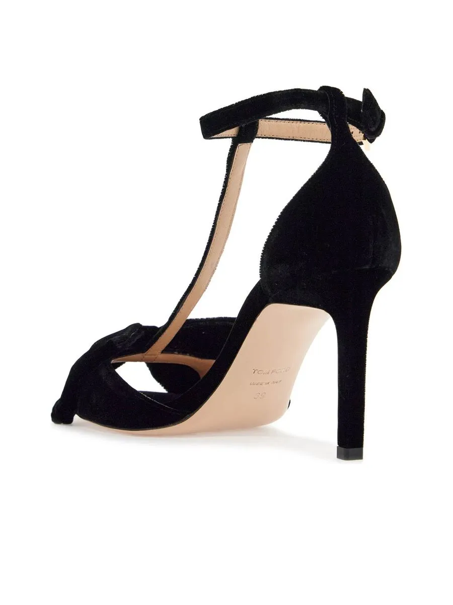 Medium Heeled Viscose Sandals With Golden Buckle