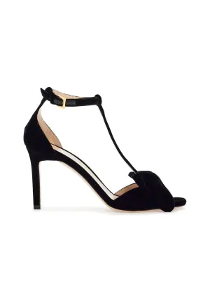 Medium Heeled Viscose Sandals With Golden Buckle