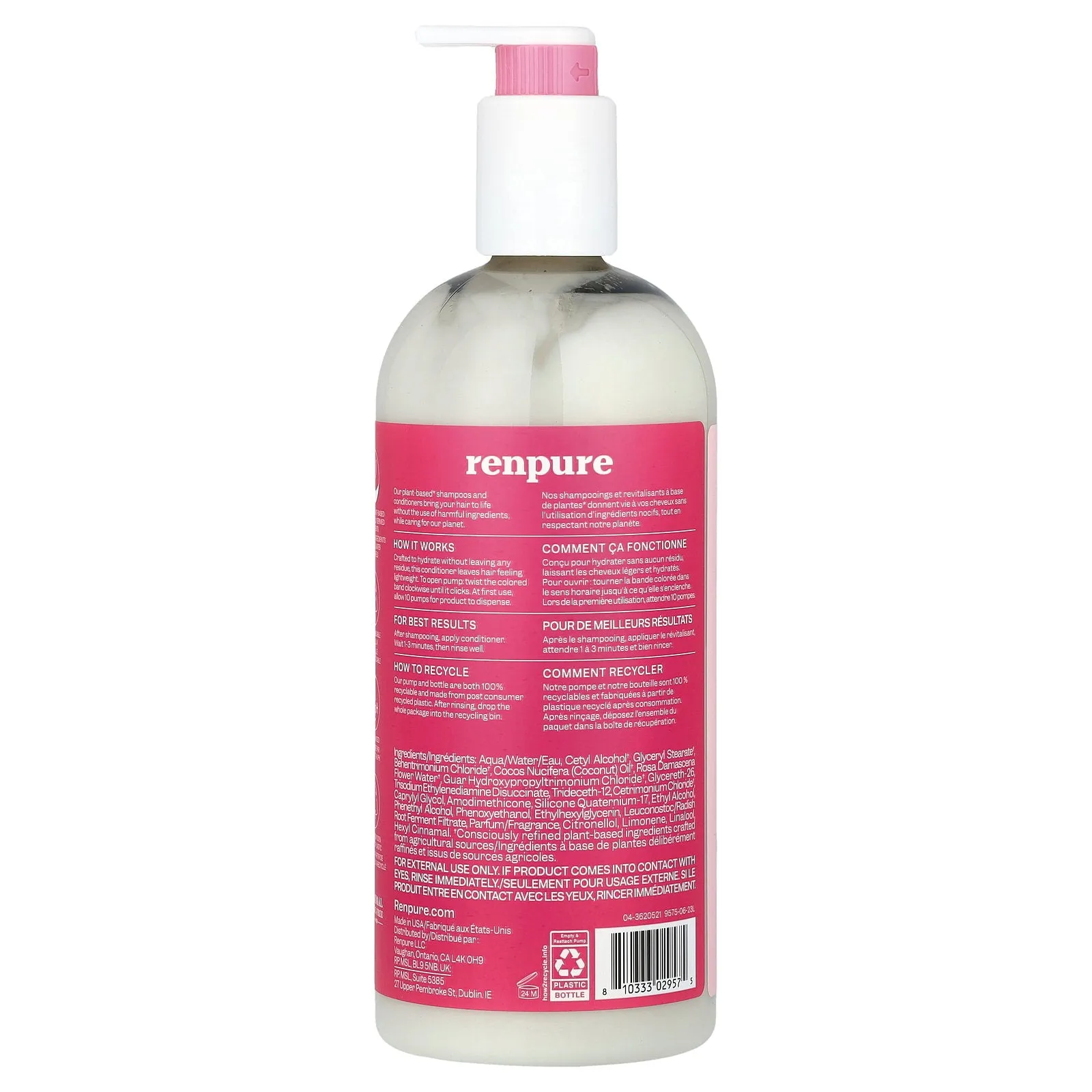 Renpure, Plant-Based Conditioner, Rose Water, 24 fl oz (710 ml)