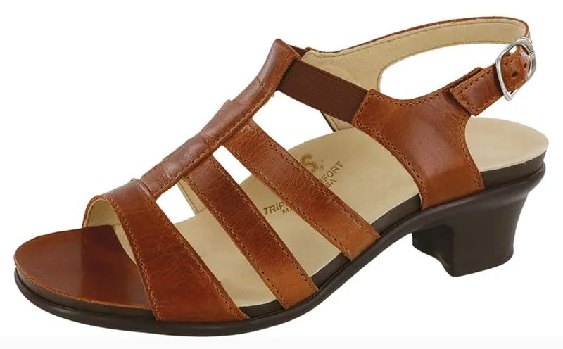 SAS Women's Allegro Strappy Sandals with Heel Chestnut