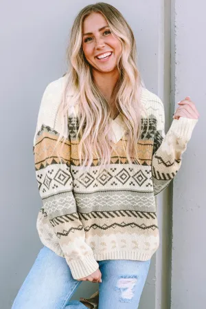 Stylish Era Geometric Knitted Sweater