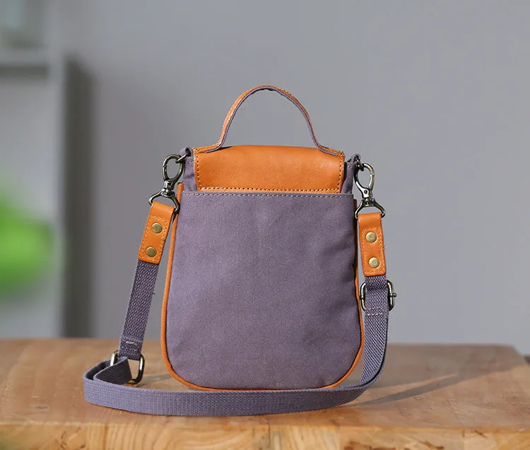 Stylish Ladies Small Canvas Crossbody Bag Womens Leather Shoulder Bag