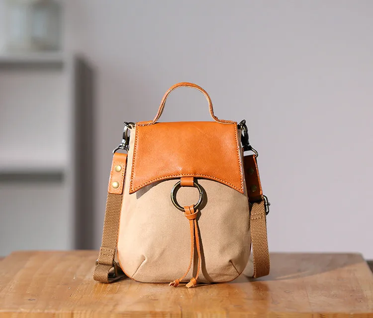 Stylish Ladies Small Canvas Crossbody Bag Womens Leather Shoulder Bag