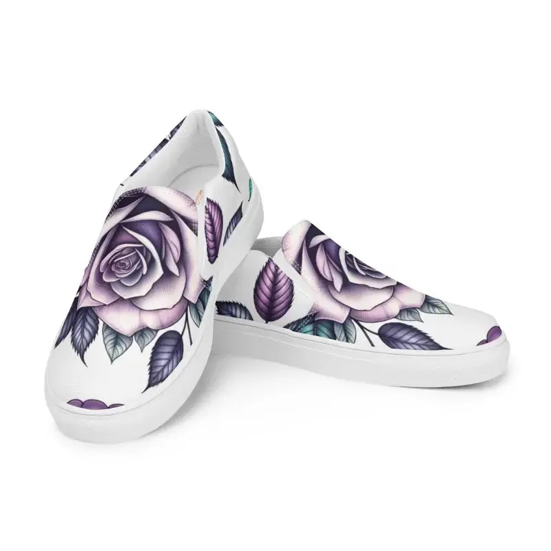 Stylish Rose Flower Womens Canvas Shoes