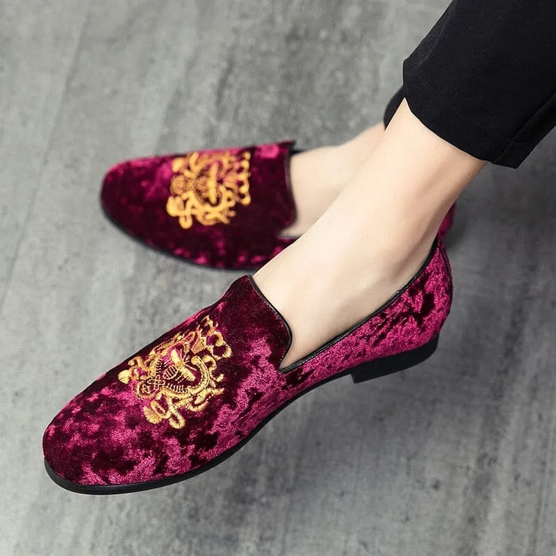 The Ferdinand Embroidered Suede Penny Loafers - Multiple Colors