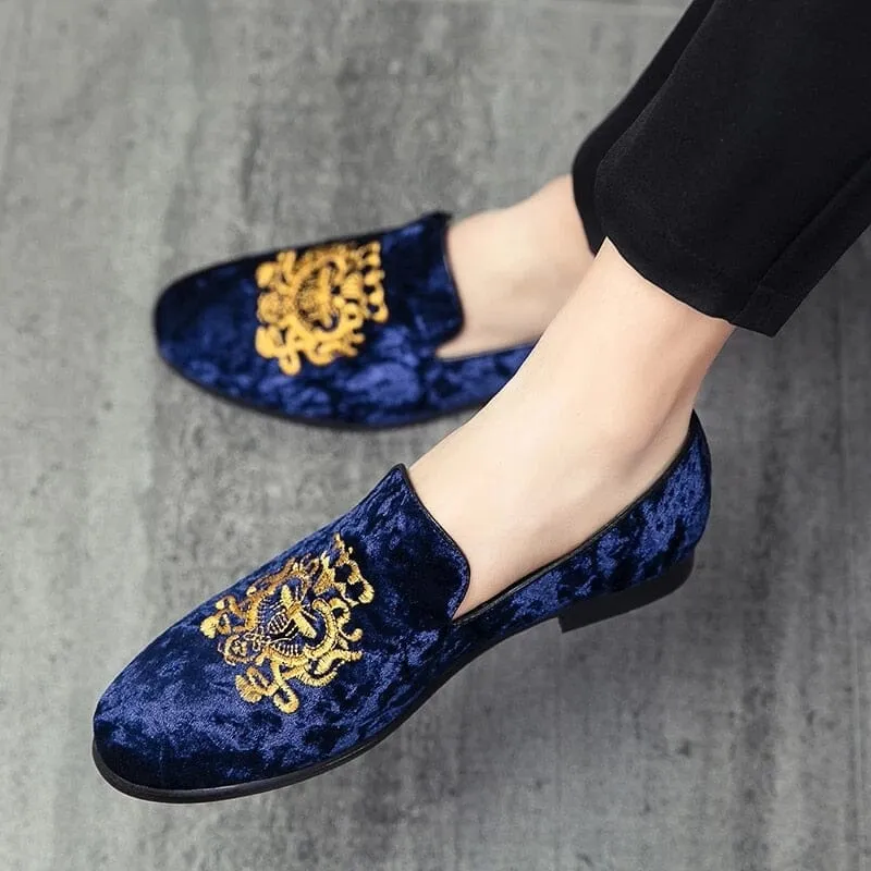 The Ferdinand Embroidered Suede Penny Loafers - Multiple Colors