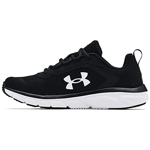 Under Armour boys Grade-school Assert 9 Running Shoe, Black/White, 5 Wide Big Kid US