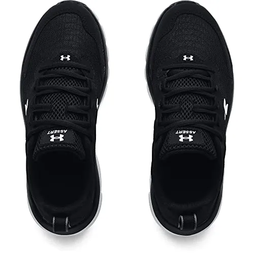 Under Armour boys Grade-school Assert 9 Running Shoe, Black/White, 5 Wide Big Kid US