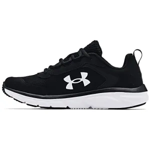 Under Armour boys Grade-school Assert 9 Running Shoe, Black/White, 5 Wide Big Kid US