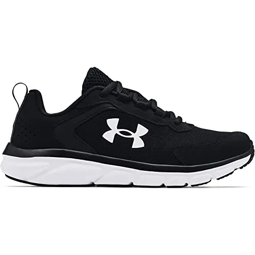 Under Armour boys Grade-school Assert 9 Running Shoe, Black/White, 5 Wide Big Kid US